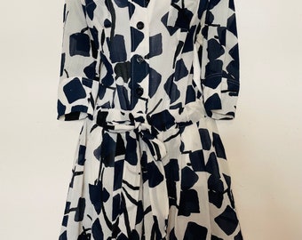 Diane Von Furstenberg Silk DVF SHIRT DRESS with dropped waist, size l