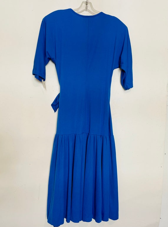 BOLD 80s Wrap Mermaid Dress in Royal Blue Jersey,… - image 9