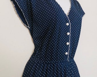 vintage 70s does 50s Polka Dots day dress, size m - l