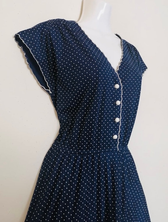 vintage 70s does 50s Polka Dots day dress, size m… - image 1