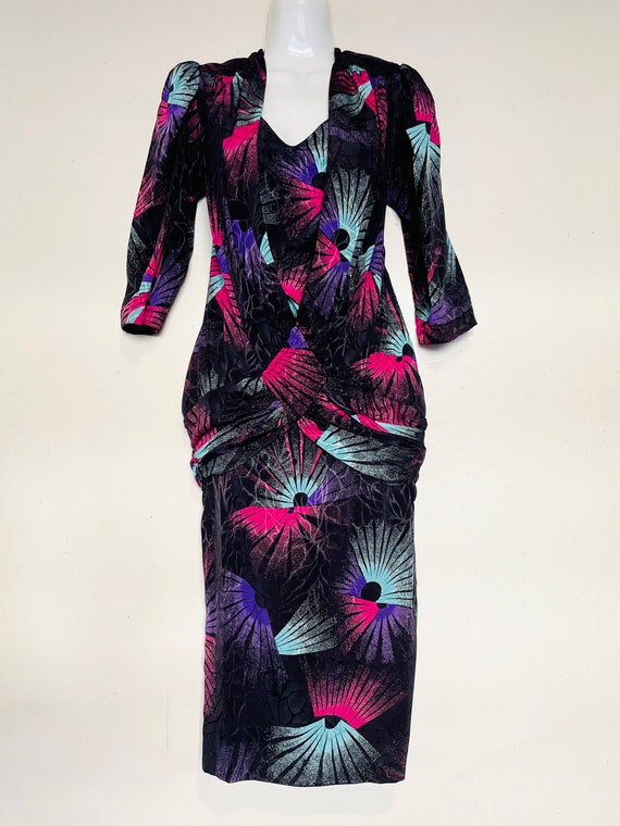 1980s PACO RABANNE cocoon dress with drop waist, s