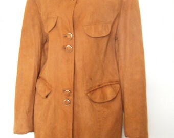 Australian 1980s Wearable art SHEEPSKIN SUEDE Jacket, size l