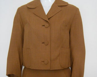 late 1950s CAMEL Ladies Suit /  jacket and matching pencil skirt, size s