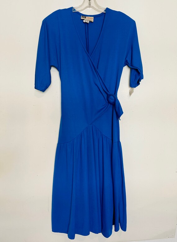 BOLD 80s Wrap Mermaid Dress in Royal Blue Jersey,… - image 10