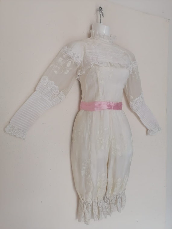 RARE 70's VICTORIAN STYLE Lace Bodiced Pantaloons… - image 9