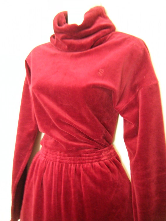 RARE 1970s Designer Bill Blass VELOUR Track SUIT,… - image 3