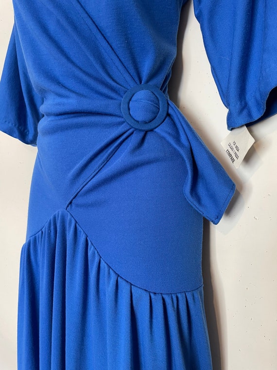 BOLD 80s Wrap Mermaid Dress in Royal Blue Jersey,… - image 1