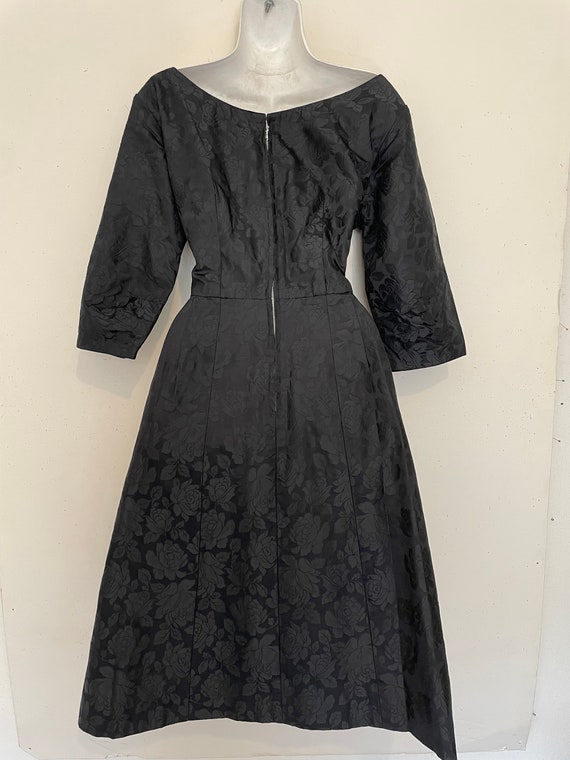 vintage 1950's dress // JAQUARD little BLACK part… - image 5