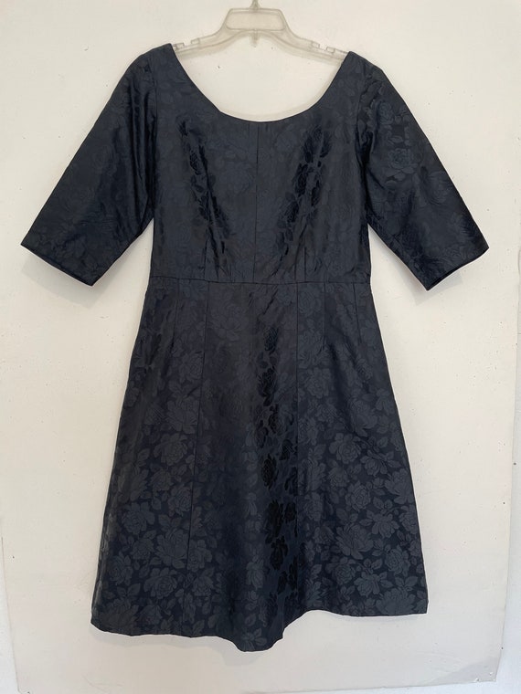 vintage 1950's dress // JAQUARD little BLACK part… - image 2