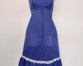 Vtg 70s GUNNE SAX Style Floral PRAIRIE Hippie Dress / size m