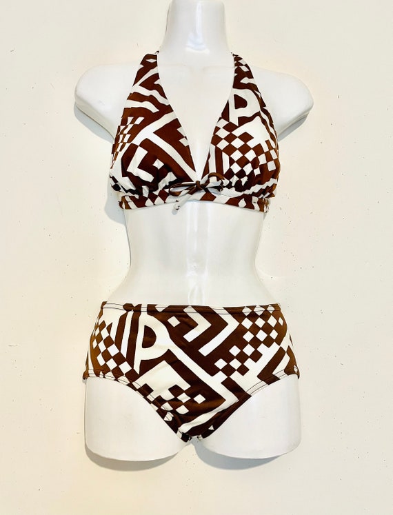 Wild print 1960s HALTER BIKINI  2 piece swimsuit,… - image 7