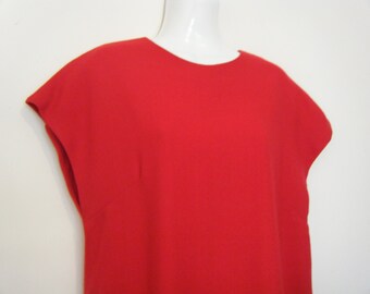 SCULPTURAL MINIMALIST  Wool Crepe CRIMSON Sheath Dress, size us dress 12