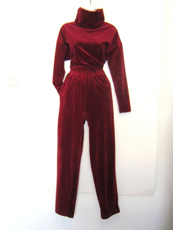 RARE 1970s Designer Bill Blass VELOUR Track SUIT,… - image 2