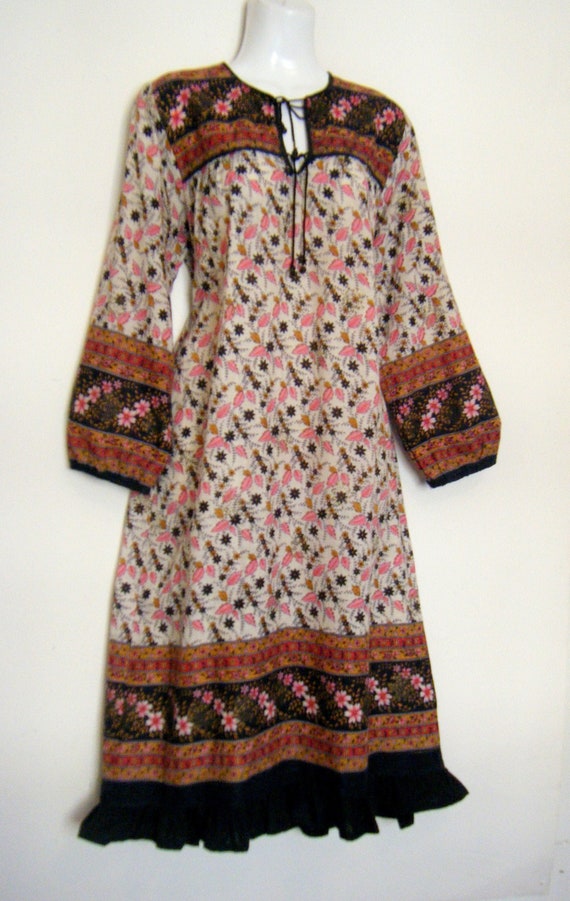 vintage 1960s Indian cotton hippie festival dress,