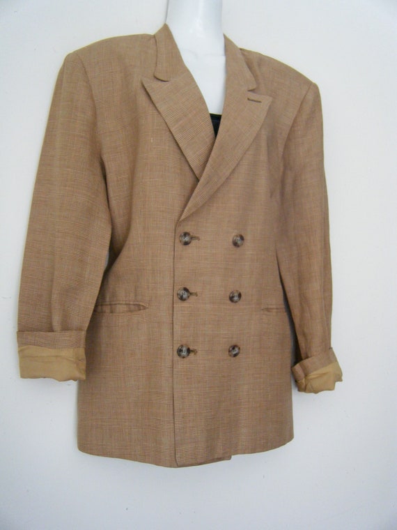 1940s menswear inspired 80s BLAZER womens jacket,… - image 1