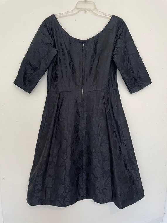 vintage 1950's dress // JAQUARD little BLACK part… - image 10