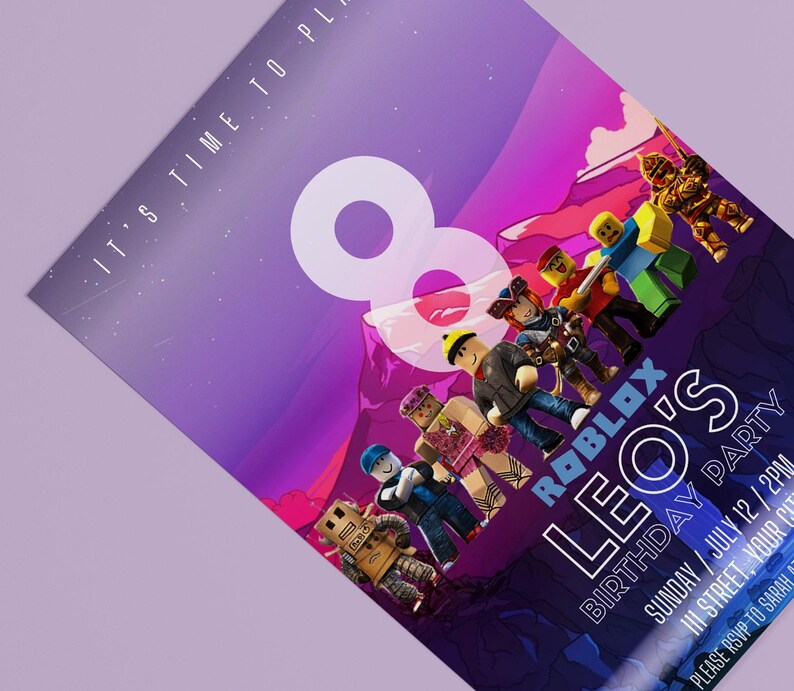 Roblox Birthday Invitation Roblox Game Party Roblox Invitation Kids ...