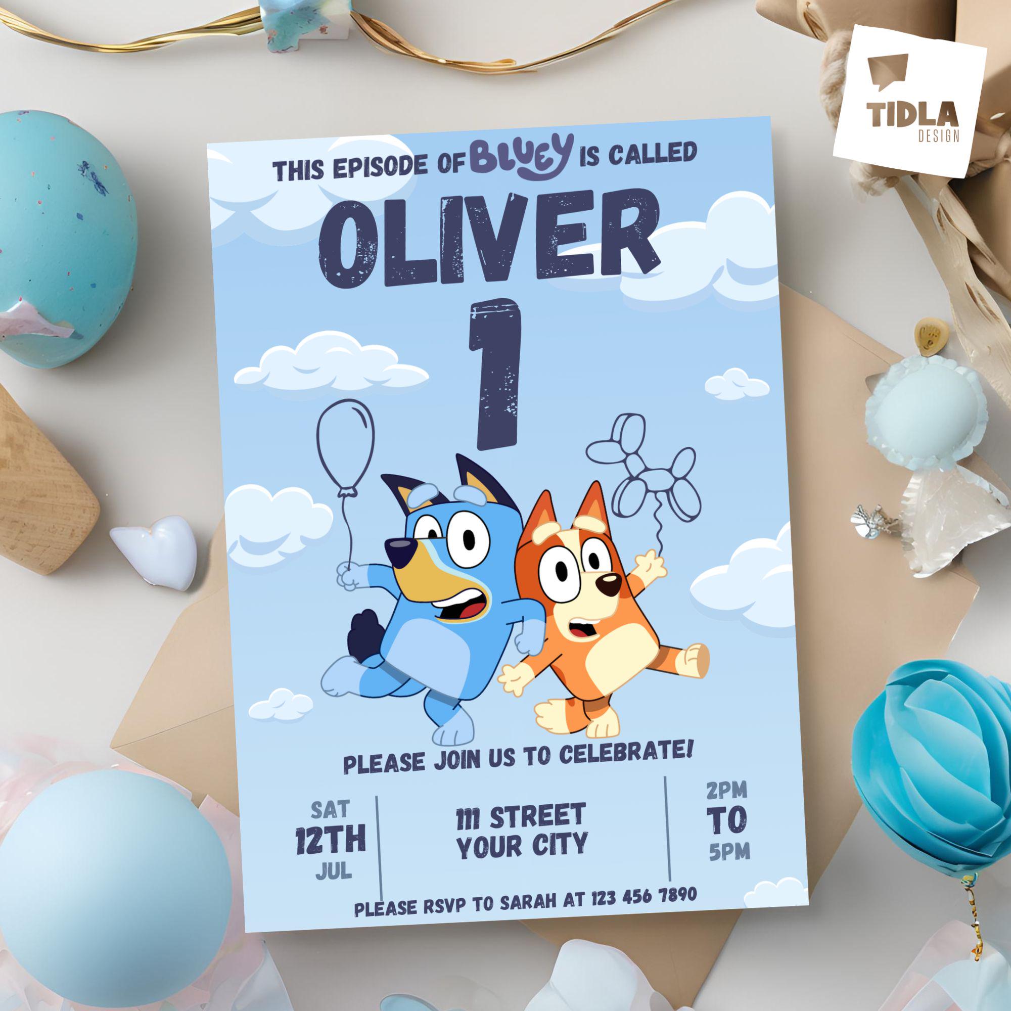 Editable Bluey Birthday Card