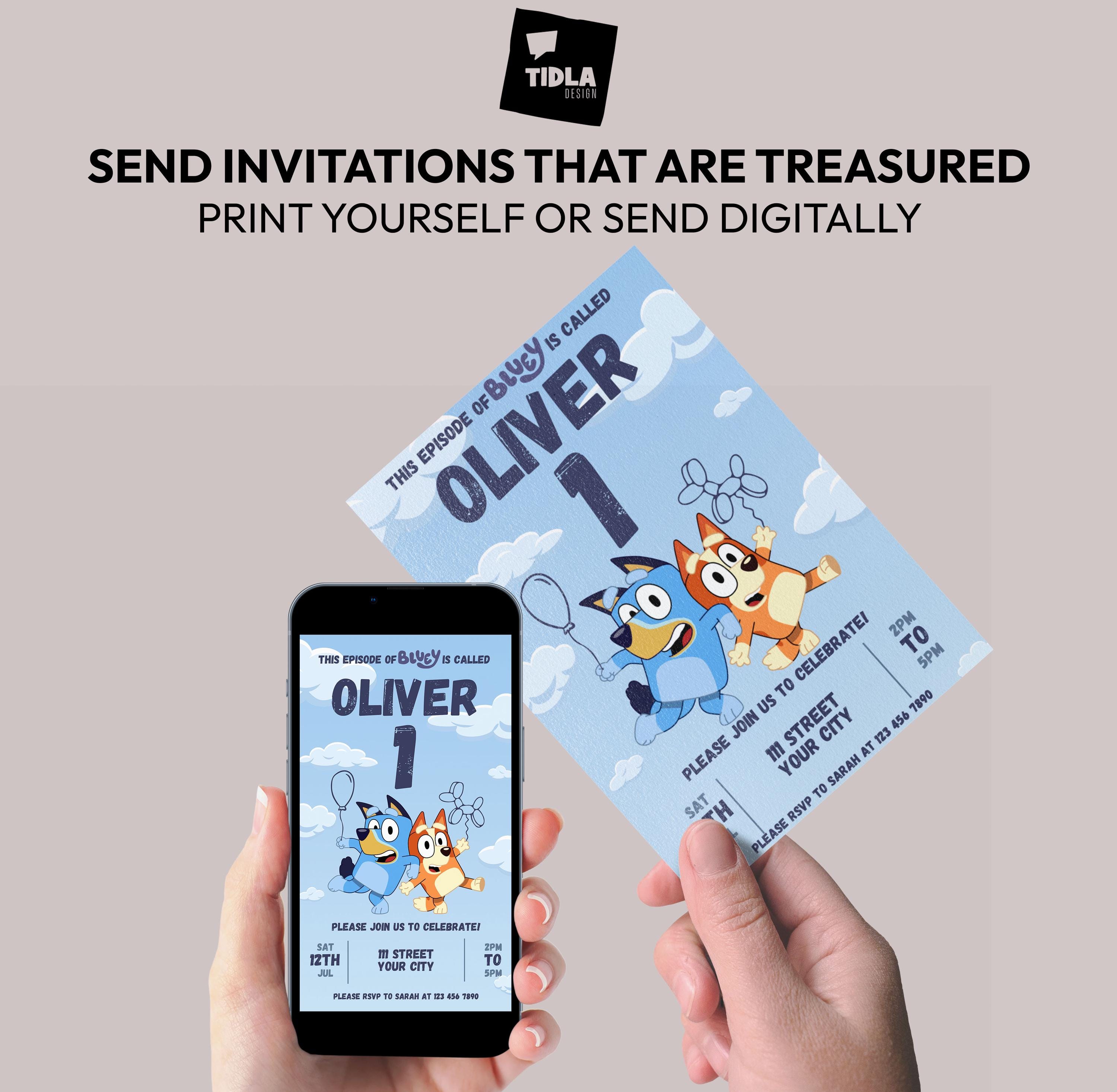 Editable Bluey Birthday Card