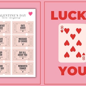 Cupones de amor imprimibles para ella para él, cupón personalizable para el día de San Valentín, regalo para él, regalo de aniversario, vales de amor digitales.