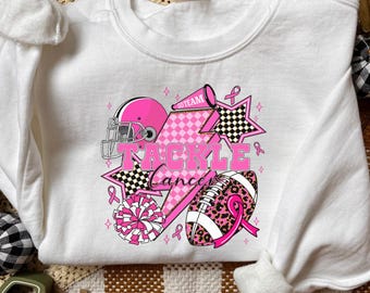 Tackle Cancer Shirt, Brustkrebs-Aufklärungs-Fußball-T-Shirt, Pink Ribbon Spieltag Top, Think Pink Oktober Unterstützung H044