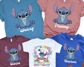 Custom Stitch Birthday Girl Shirt, Personalized Disney Stitch Birthday Shirt, Disney Family Matching Birthday Shirt, Birthday Party D064