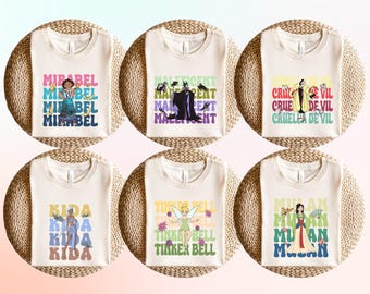 Magliette delle Principesse Disney, Magliette Disney per gruppi coordinati, Magliette Disney Bounding, Maglietta Aurora, Maglietta Elsa, Maglietta Anna, Maglietta Cenerentola, D019