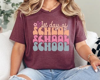 Erster Schultag T-Shirt, Geschenke des Lehrers, Lehrerhemden, zurück zu Schulhemden, glücklicher erster Schultag, Wertschätzung des Lehrers F023