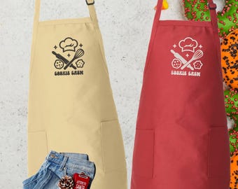 The Cookie Crew Embroidered Apron, Christmas Apron, Kitchen Accessories, Baking Apron, Cookie Apron, Gift For Christmas E024