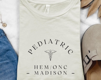 Custom Pediatric Hematology Oncology Shirt: Caduceus Nurse Gift, F206