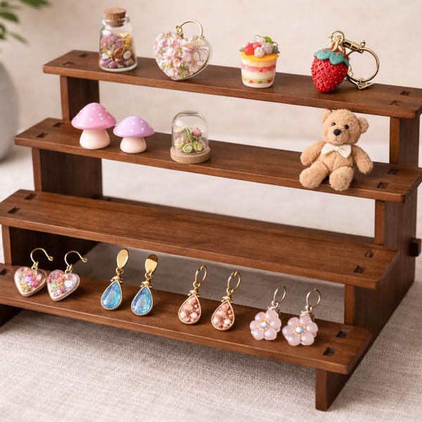 Wooden Display Riser, Wood Stand for Figurines & Cupcakes, Craft Fair Table Display, Desktop Organizer