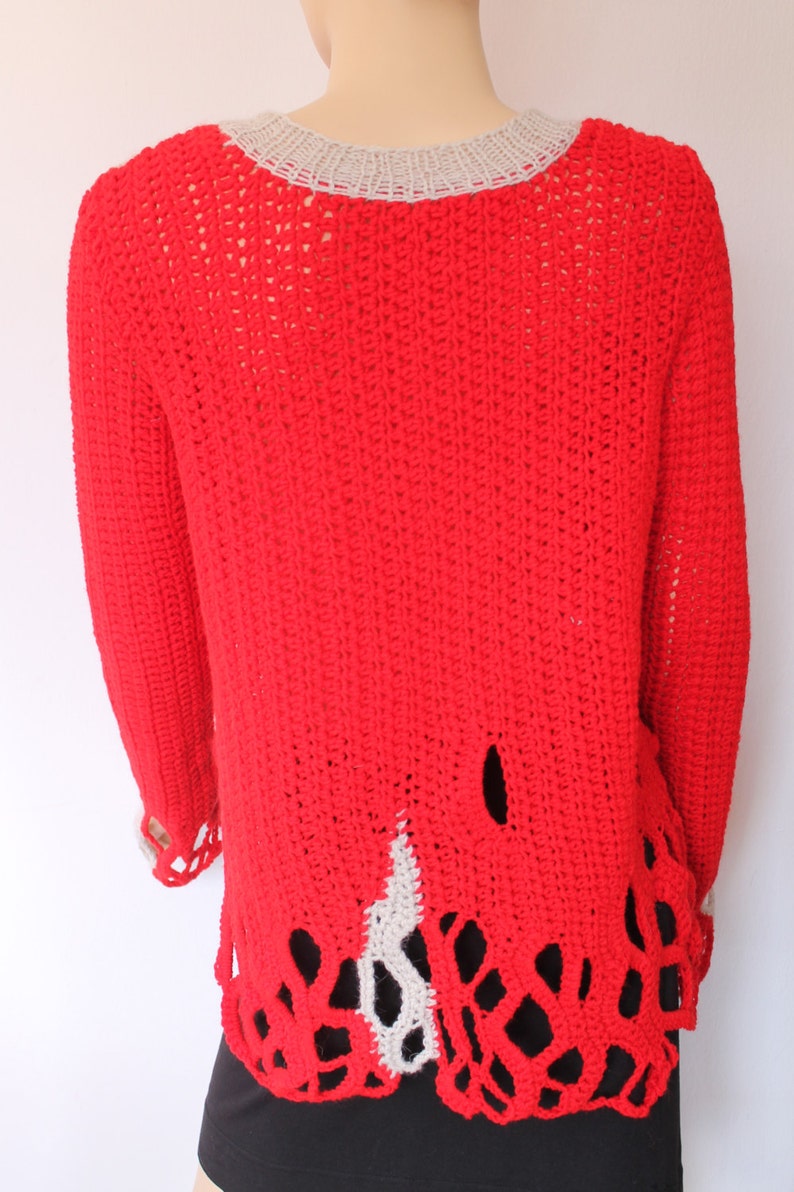 red off white jumper