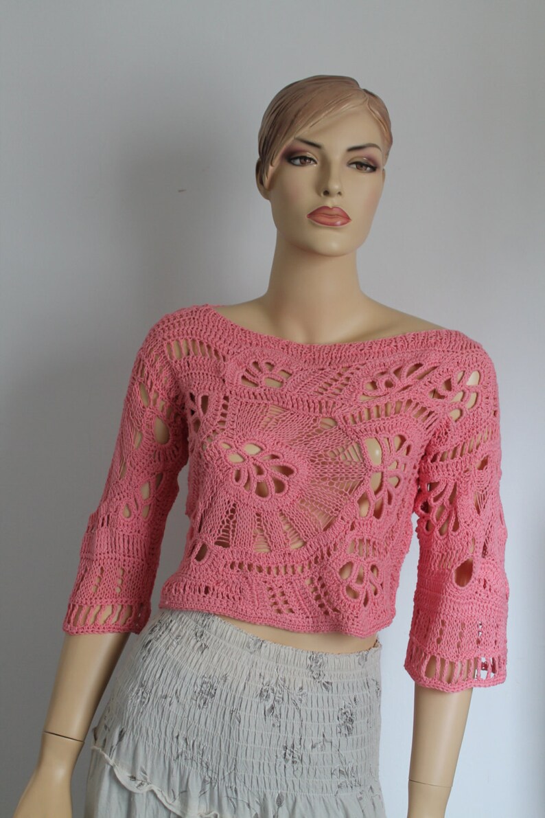 Crochet Sweater Chic Boho Hippie Lace Freeform Crochet Knit Etsy