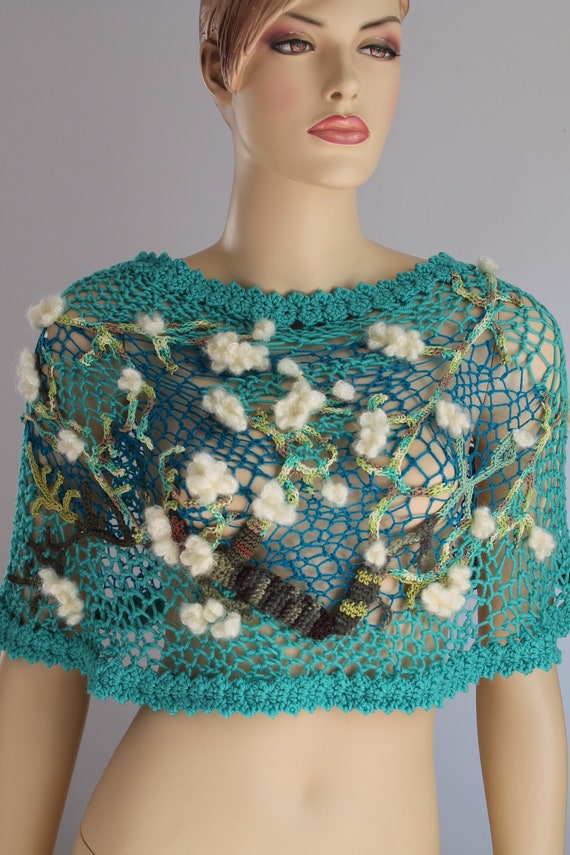 Almond Blossom Unique Crochet Shawl Wedding shawl wrap