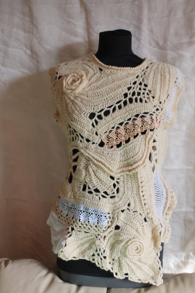 Ivory Crochet sweater  Boho  Chic Hippie Gypsy Mori Girl  Etsy