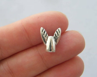 BULK 20 Angel wing spacer beads antique silver tone AW139