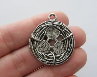 BULK 20 Nest charms antique silver tone B143