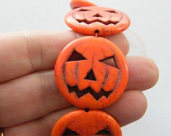 26 Pink pumpkin jack o lantern beads SK21