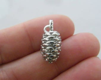1 Pine cone charm silver tone L102
