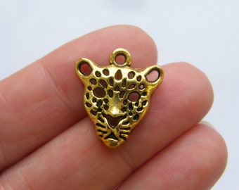 Leopard Cat Animal Mascot Silver Charm Pendant C0449 5 PCS