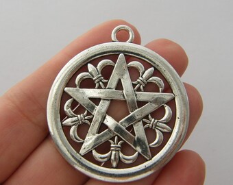 4 Triple moon charms antique silver tone HC158