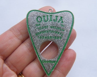 1 Ouija board pendant black glitter dust resin charm HC214