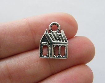 25pcs House charms Antique silver tone Home School House pendant 12x16mm