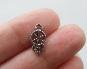 BULK 50 Dream catcher charms antique silver tone M951