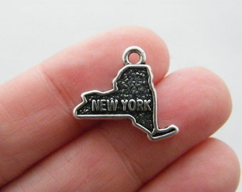 10 New York charms antique silver tone WT23