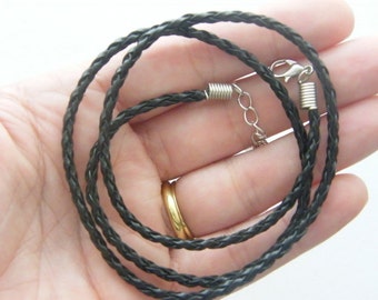 BULK 20 Black leather braided necklace 60.96cm 24/"