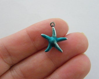 ZX16135 Starfish Packet of 30 x Antique Silver Tibetan 17mm Charms Pendants - Charming Beads -