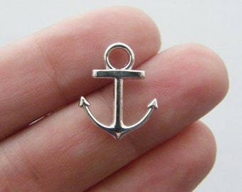 - Charming Beads - Packet of 10 x Antique Silver Tibetan 23mm Charms Pendants ZX03285 Anchor