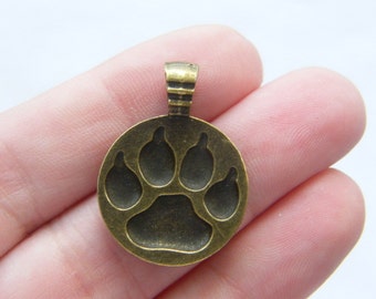 BULK 50 Paw charms antique bronze tone BC220