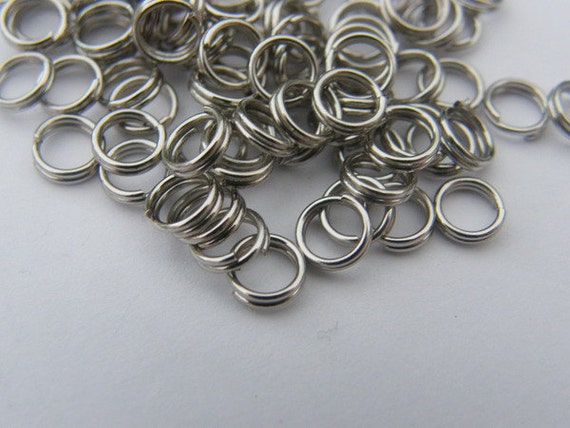 200 Split rings 5mm silver tone
